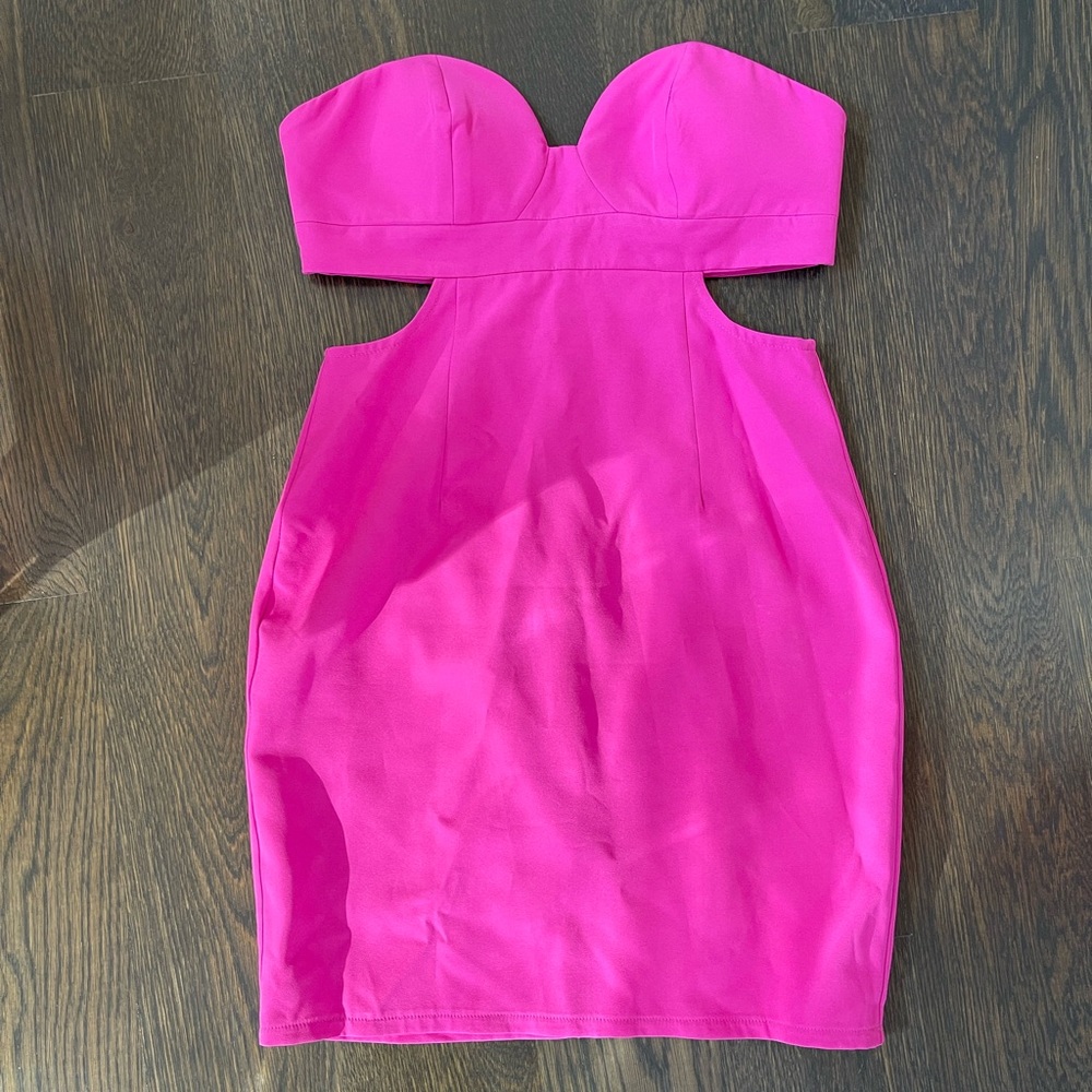 Hot pink “By the way” mini cut out dress